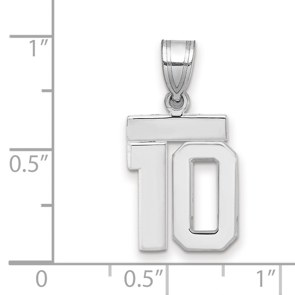 14k White Goldw Small Polished Number 10 Charm