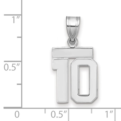 14k White Goldw Small Polished Number 10 Charm