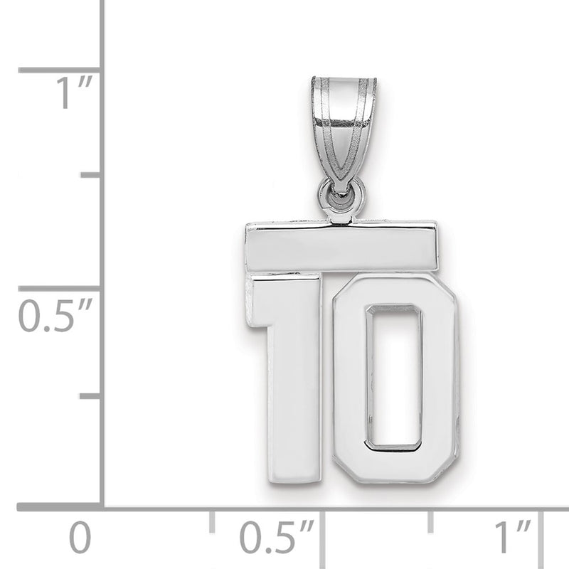 14k White Goldw Small Polished Number 10 Charm