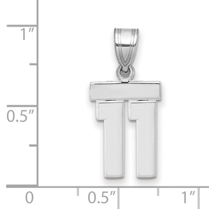 14k White Goldw Small Polished Number 11 Charm