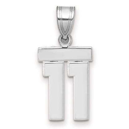 14k White Goldw Small Polished Number 11 Charm