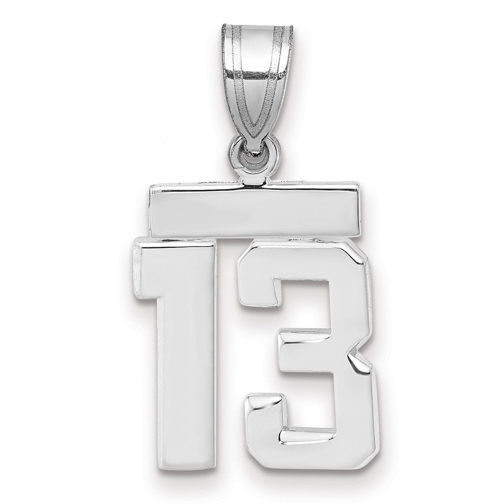 14k White Goldw Small Polished Number 13 Charm