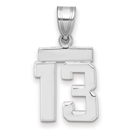 14k White Goldw Small Polished Number 13 Charm