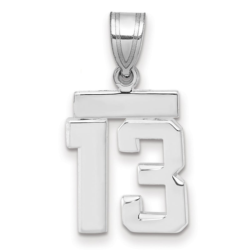 14k White Goldw Small Polished Number 13 Charm