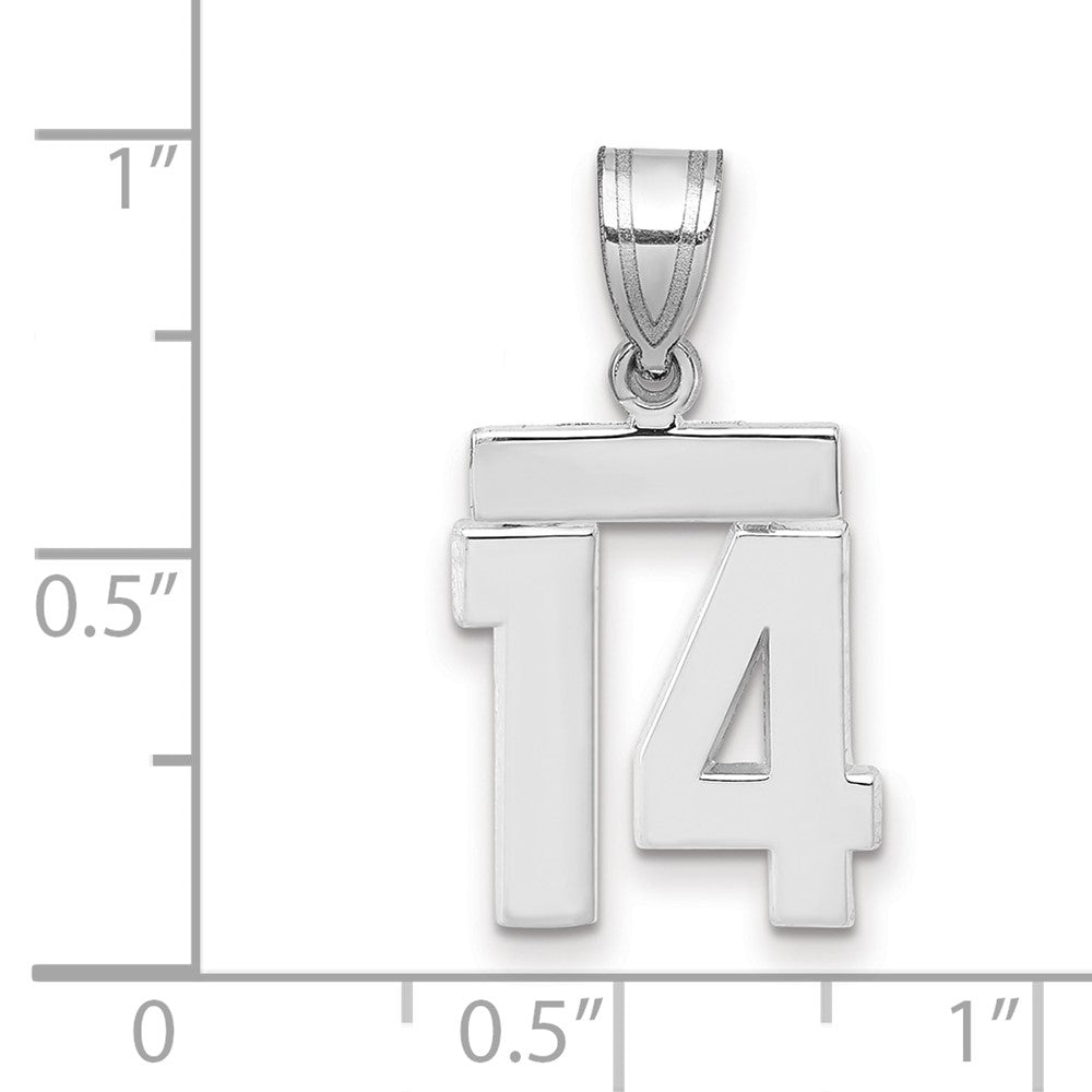 14k White Goldw Small Polished Number 14 Charm