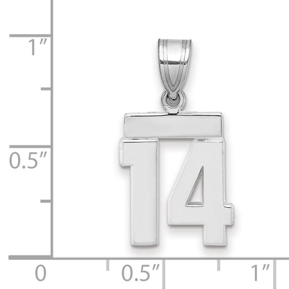 14k White Goldw Small Polished Number 14 Charm