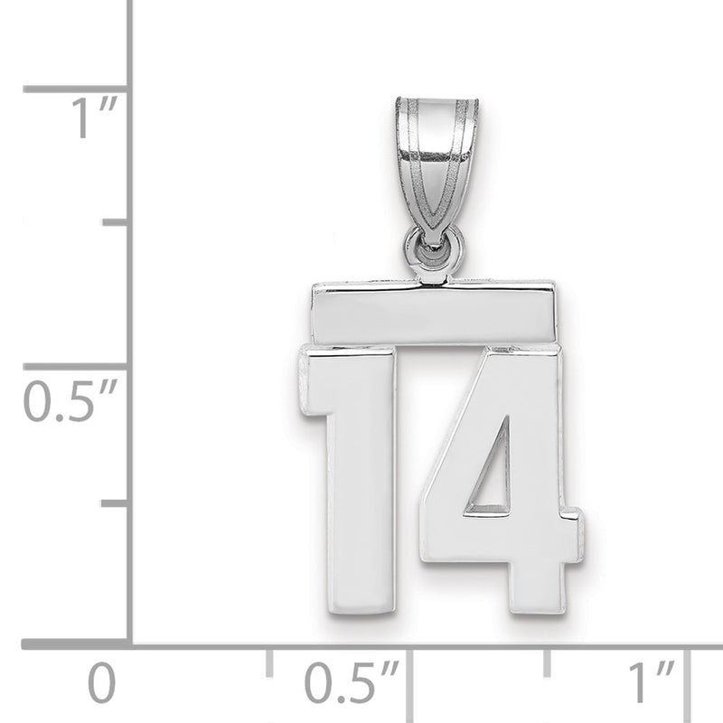 14k White Goldw Small Polished Number 14 Charm