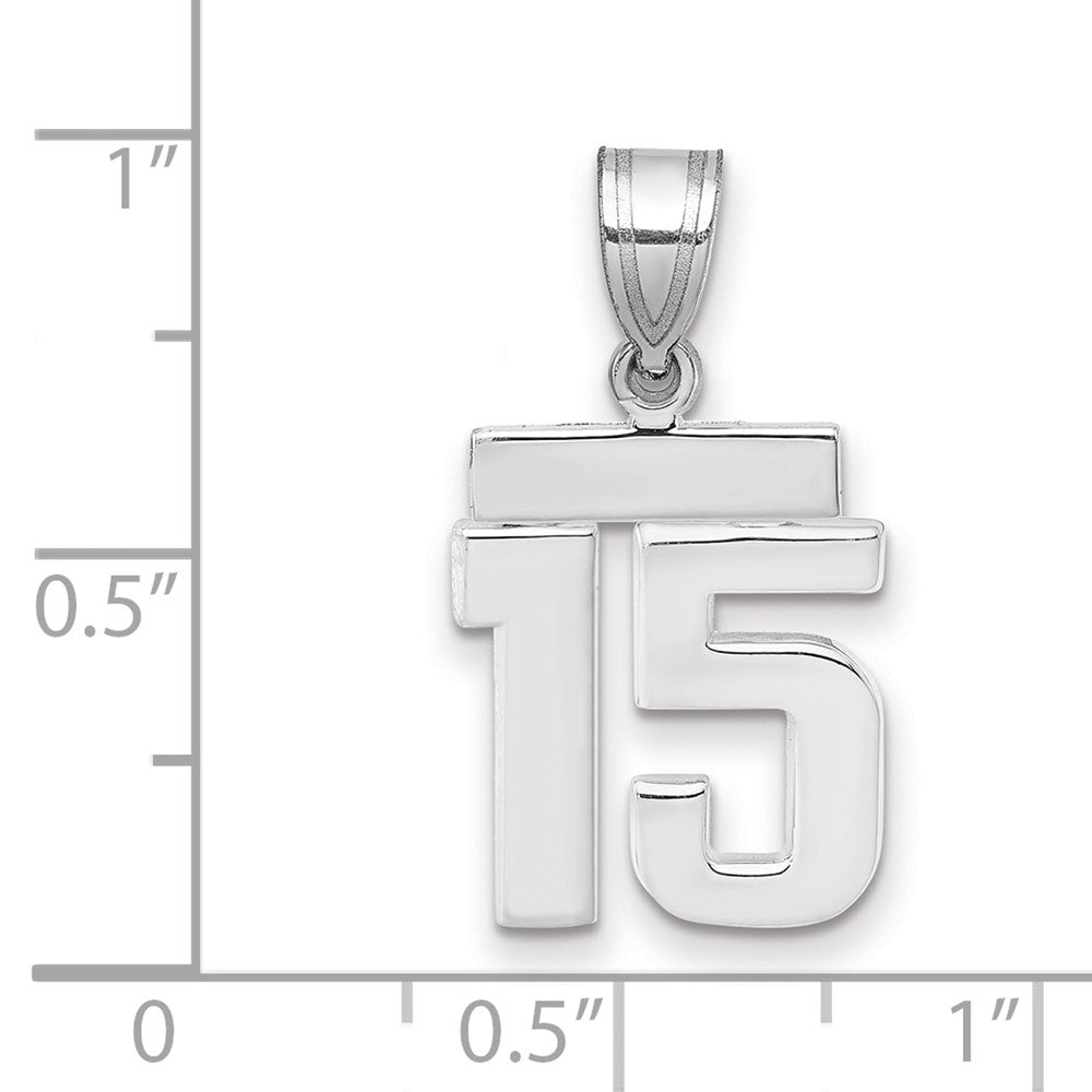 14k White Goldw Small Polished Number 15 Charm