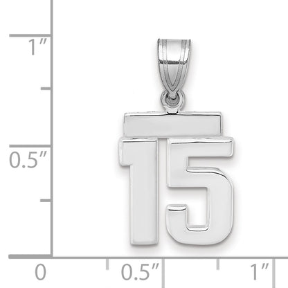 14k White Goldw Small Polished Number 15 Charm