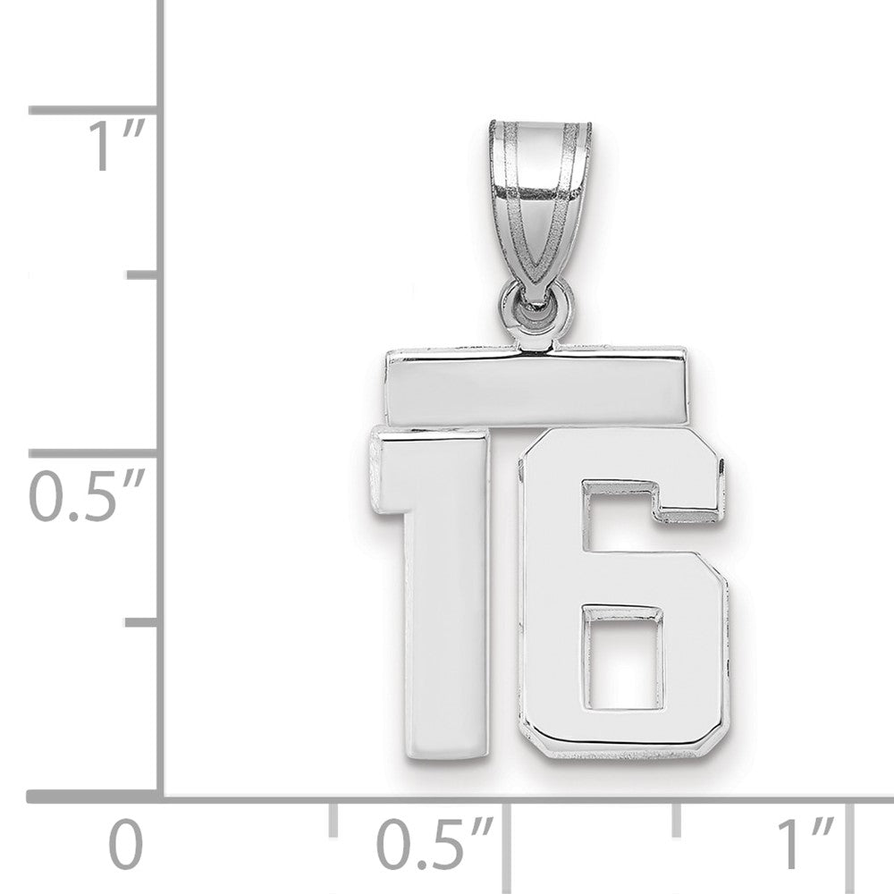 14k White Goldw Small Polished Number 16 Charm