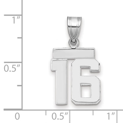 14k White Goldw Small Polished Number 16 Charm