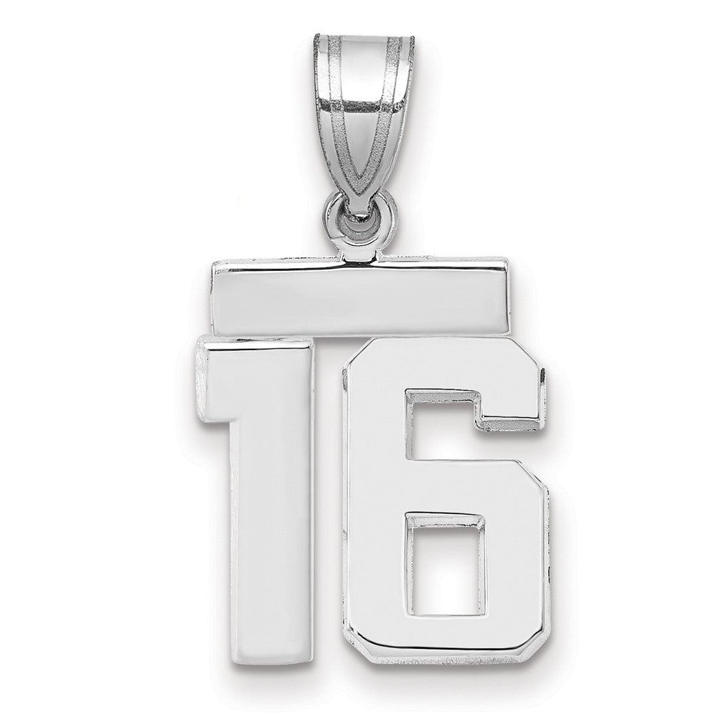14k White Goldw Small Polished Number 16 Charm