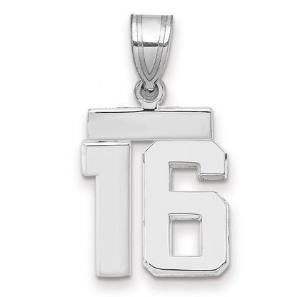 14k White Goldw Small Polished Number 16 Charm