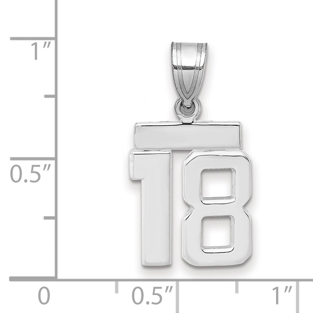 14k White Goldw Small Polished Number 18 Charm