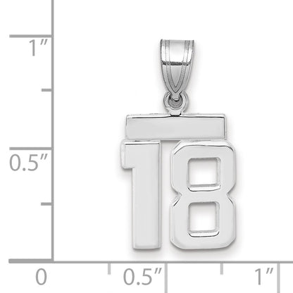 14k White Goldw Small Polished Number 18 Charm