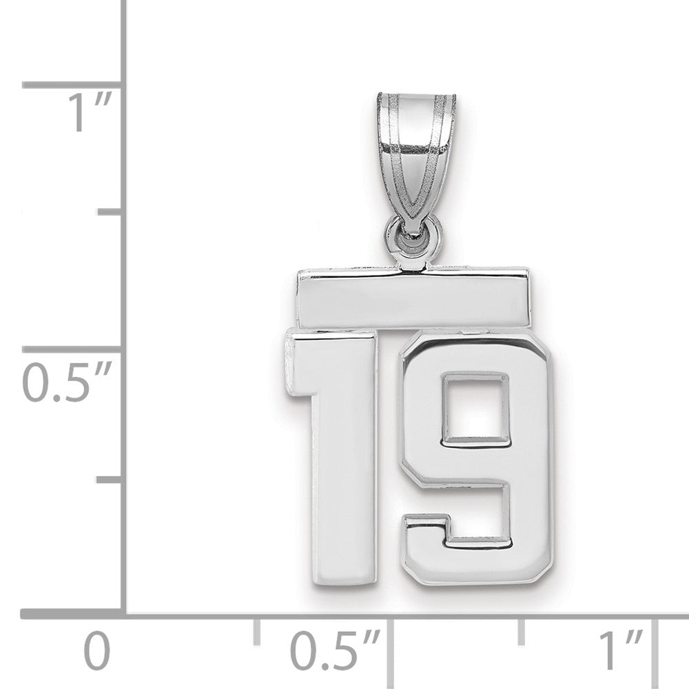 14k White Goldw Small Polished Number 19 Charm