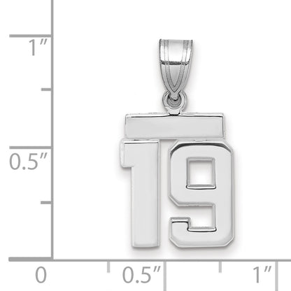 14k White Goldw Small Polished Number 19 Charm