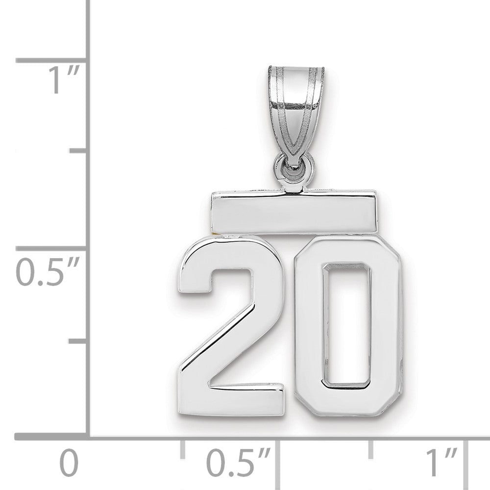 14k White Goldw Small Polished Number 20 Charm