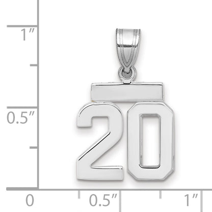 14k White Goldw Small Polished Number 20 Charm