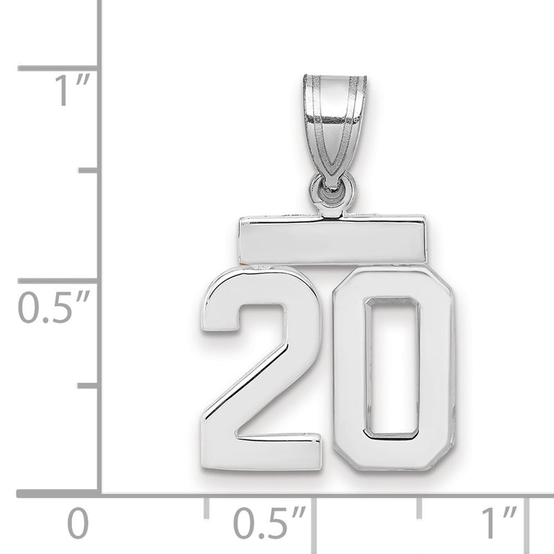 14k White Goldw Small Polished Number 20 Charm
