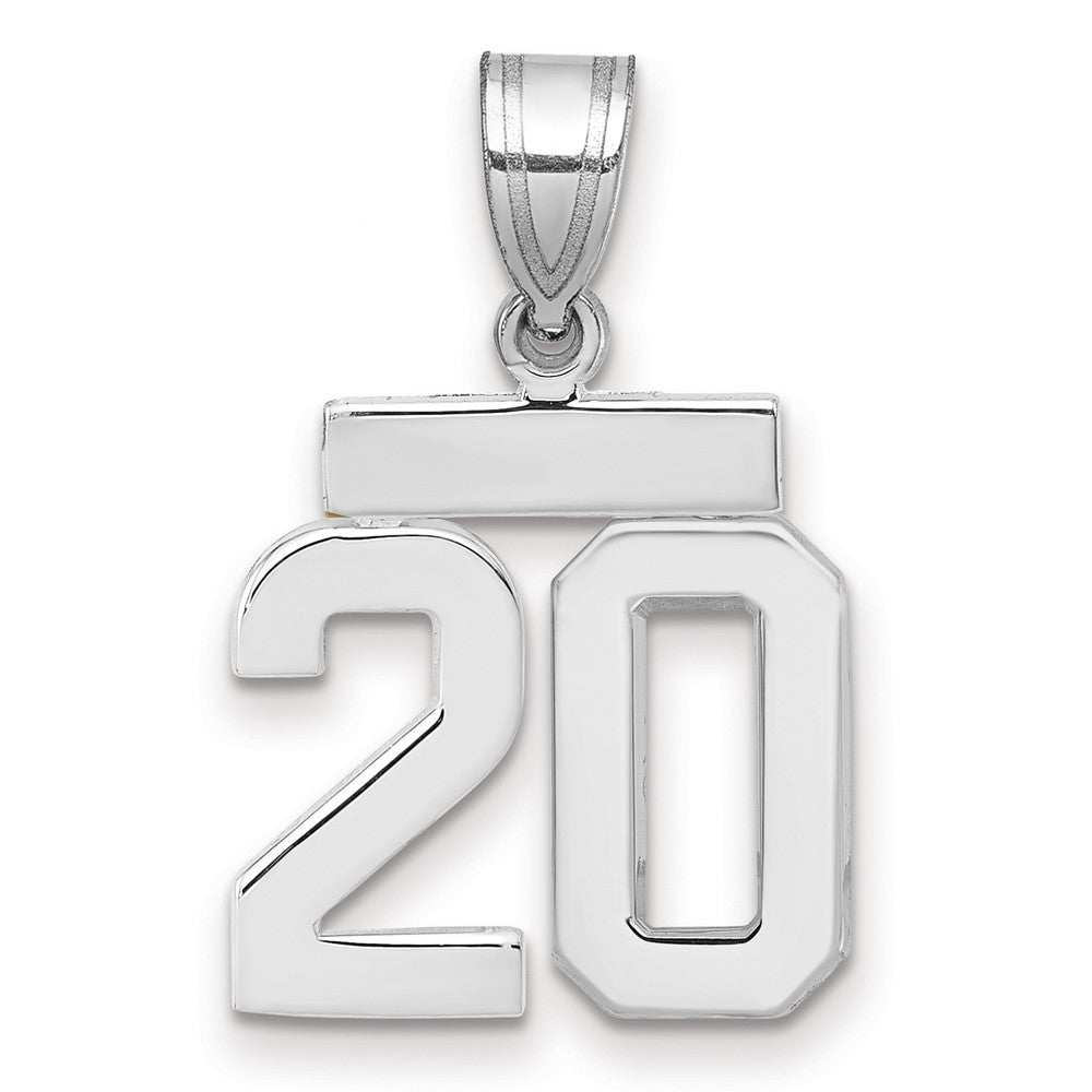 14k White Goldw Small Polished Number 20 Charm