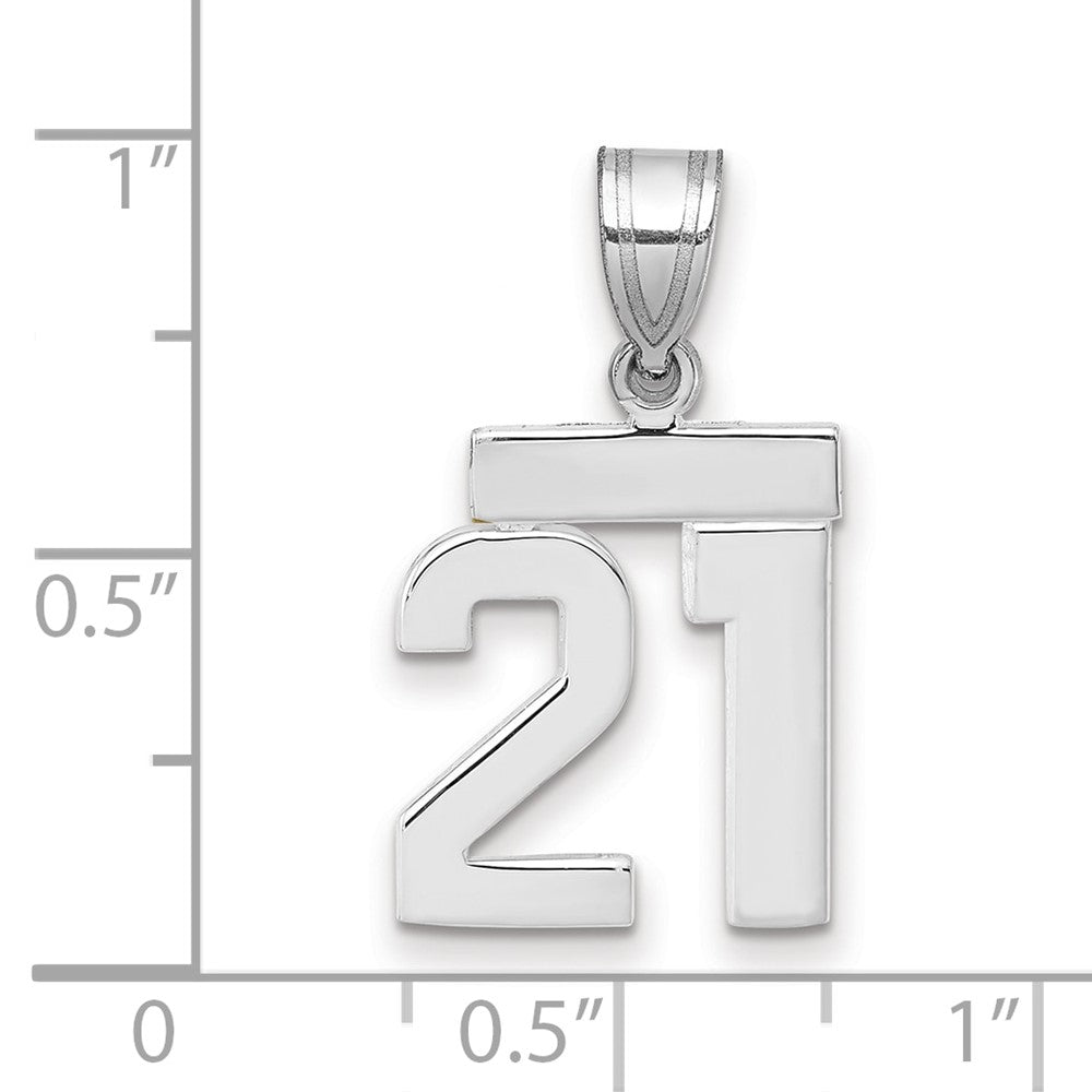 14k White Goldw Small Polished Number 21 Charm