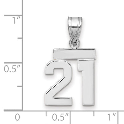 14k White Goldw Small Polished Number 21 Charm