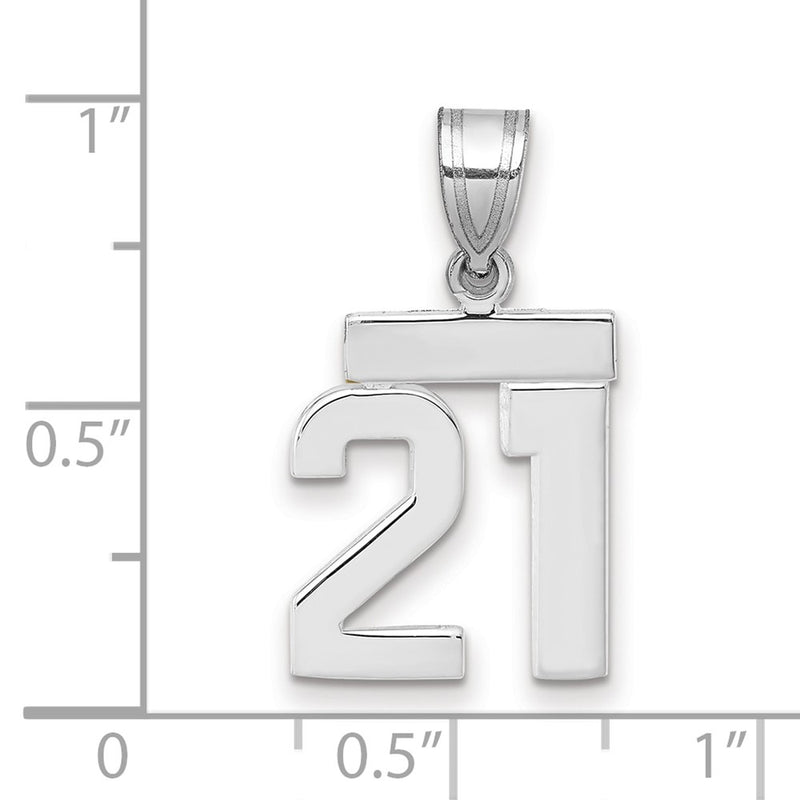 14k White Goldw Small Polished Number 21 Charm