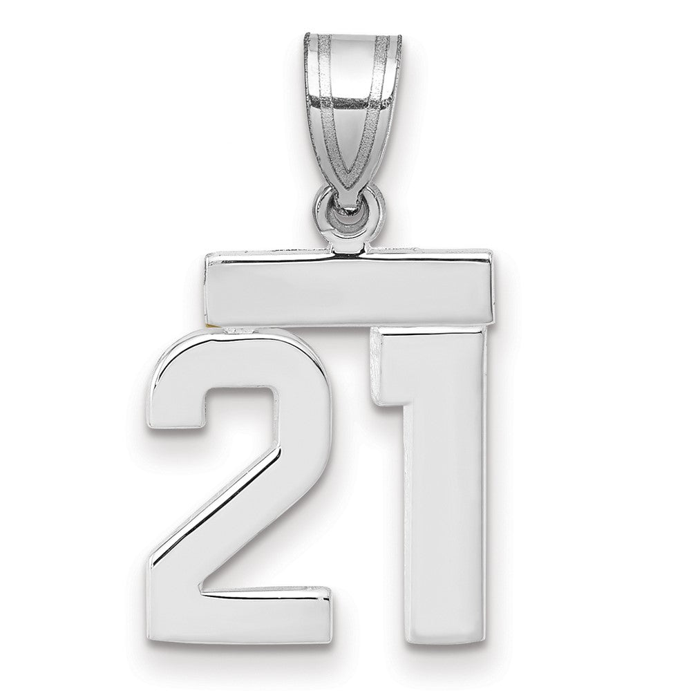 14k White Goldw Small Polished Number 21 Charm