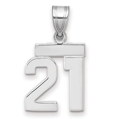 14k White Goldw Small Polished Number 21 Charm