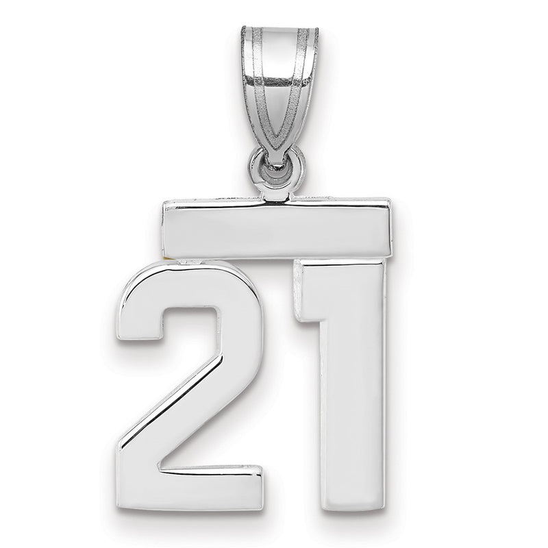 14k White Goldw Small Polished Number 21 Charm