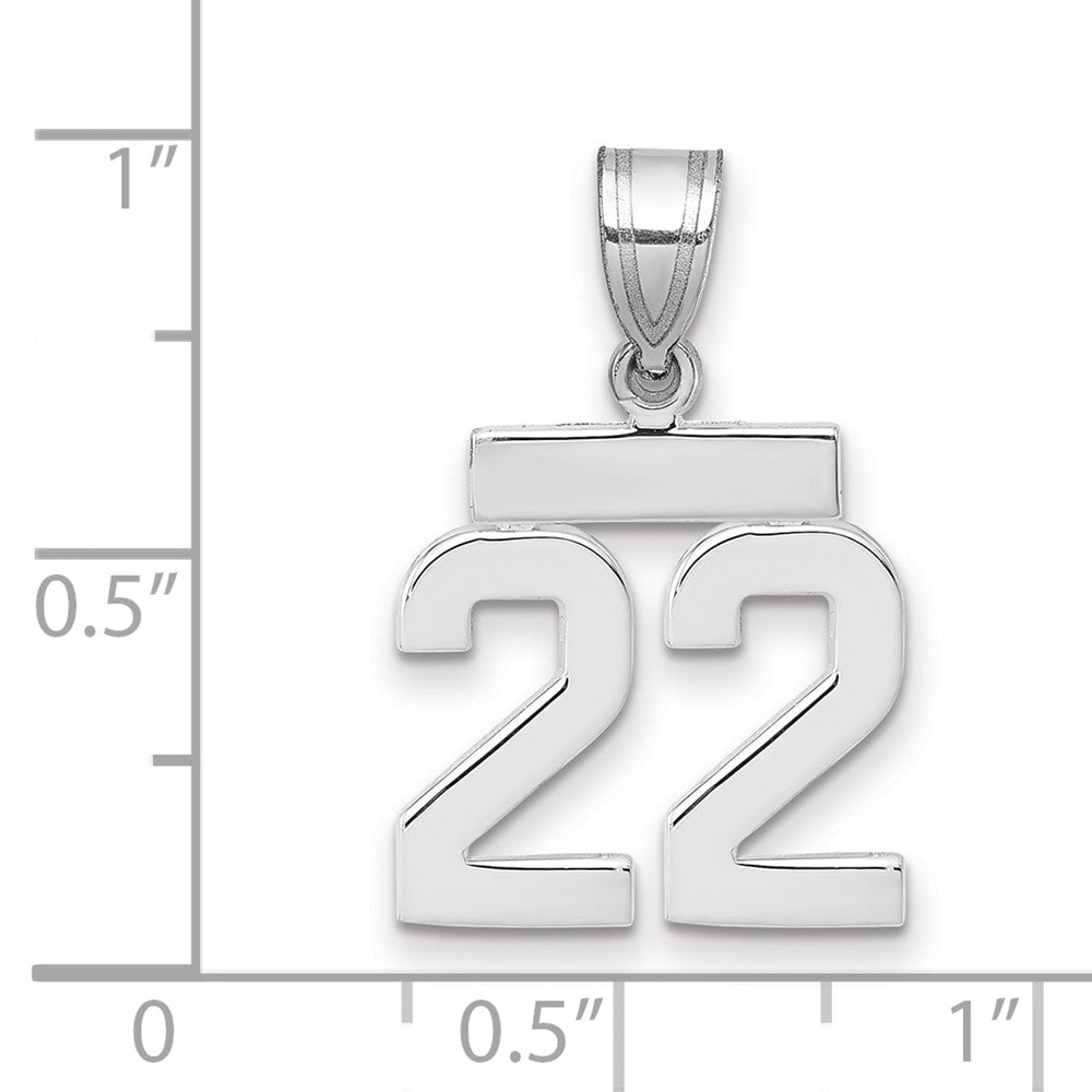 14k White Goldw Small Polished Number 22 Charm