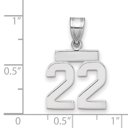 14k White Goldw Small Polished Number 22 Charm