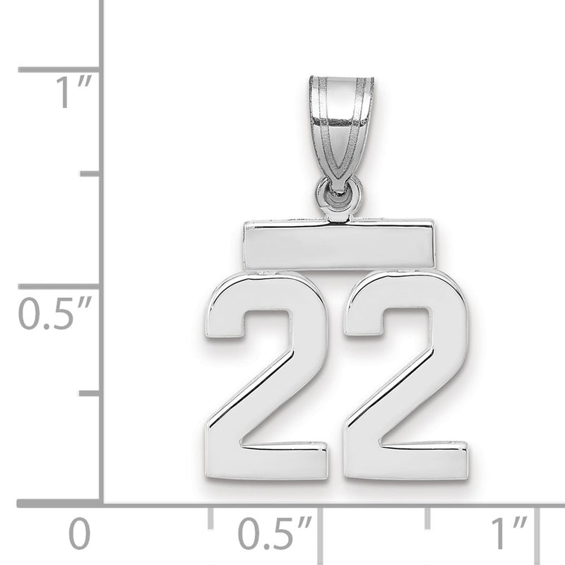 14k White Goldw Small Polished Number 22 Charm