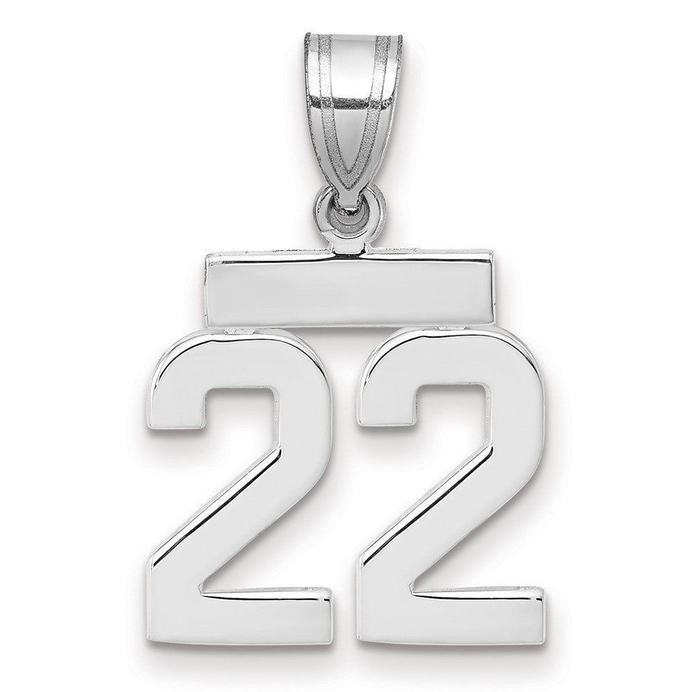 14k White Goldw Small Polished Number 22 Charm