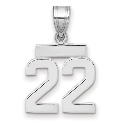 14k White Goldw Small Polished Number 22 Charm