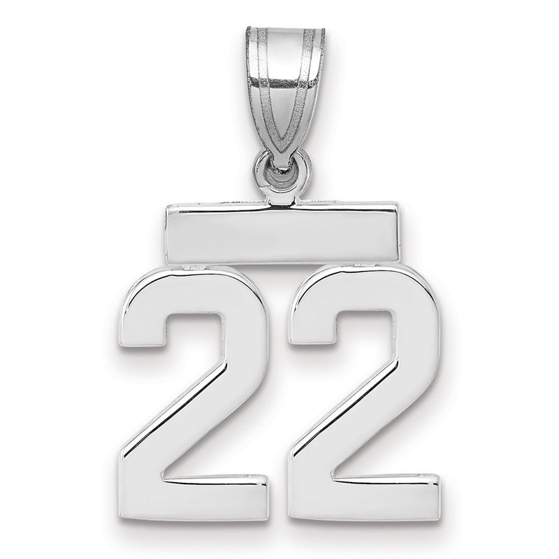 14k White Goldw Small Polished Number 22 Charm