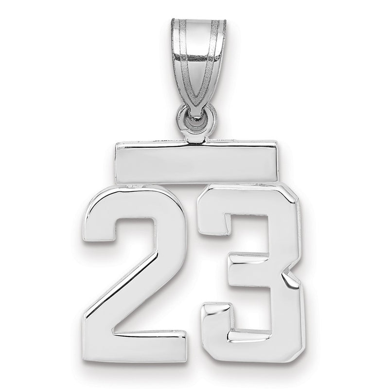 14k White Goldw Small Polished Number 23 Charm