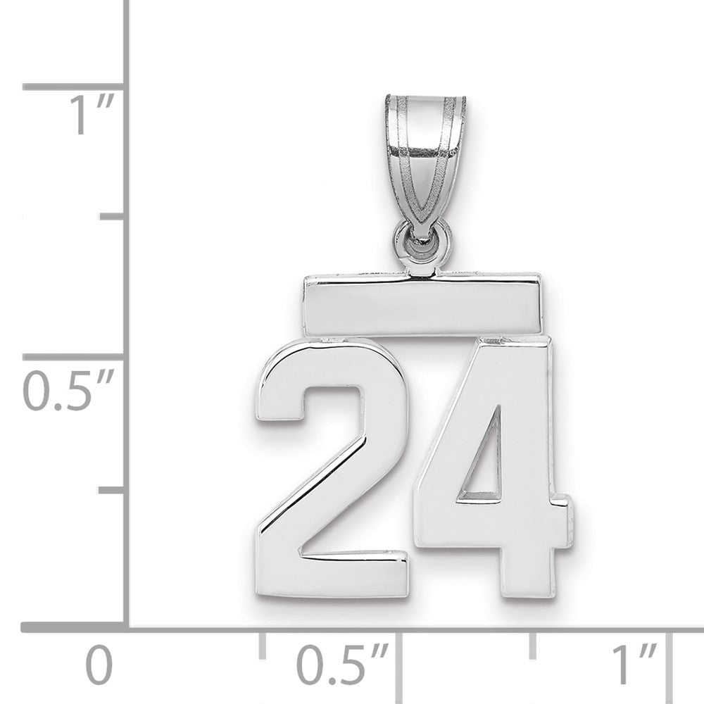 14k White Goldw Small Polished Number 24 Charm