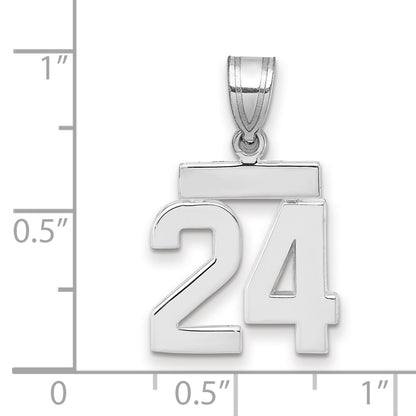 14k White Goldw Small Polished Number 24 Charm
