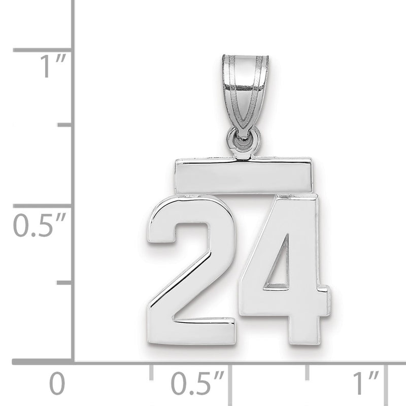 14k White Goldw Small Polished Number 24 Charm