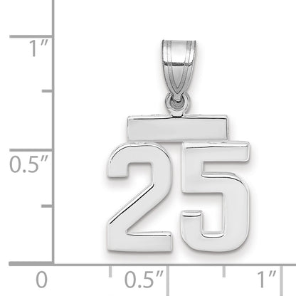 14k White Goldw Small Polished Number 25 Charm