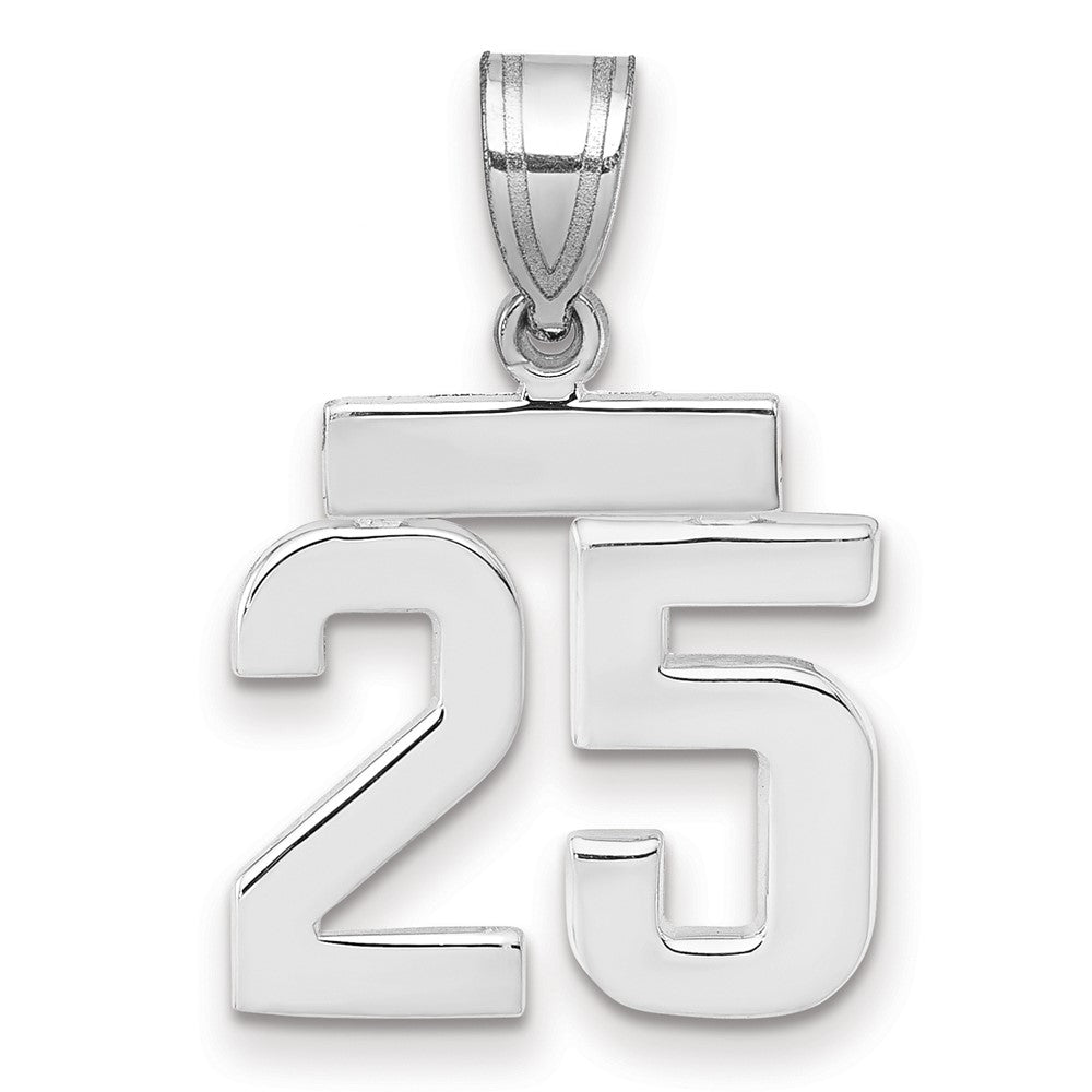 14k White Goldw Small Polished Number 25 Charm