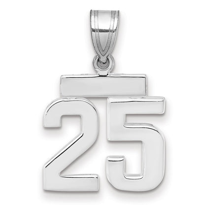 14k White Goldw Small Polished Number 25 Charm
