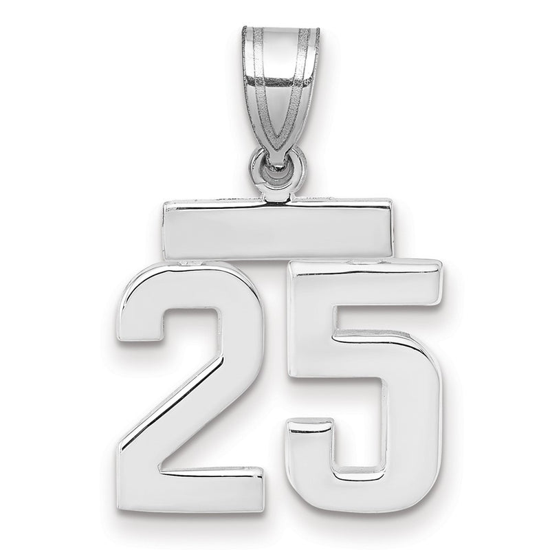 14k White Goldw Small Polished Number 25 Charm