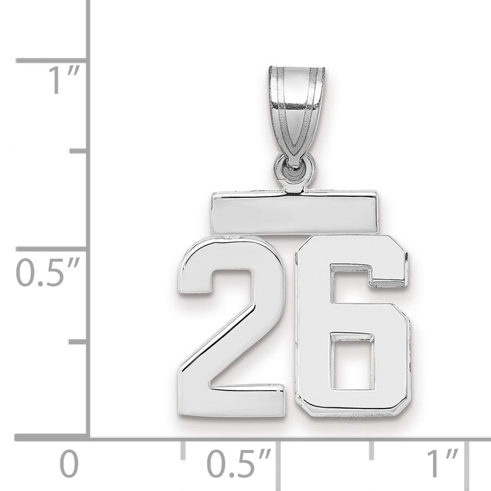 14k White Goldw Small Polished Number 26 Charm