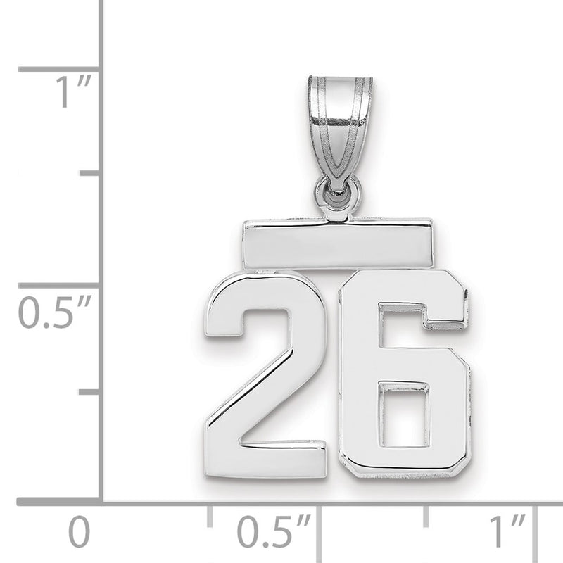14k White Goldw Small Polished Number 26 Charm