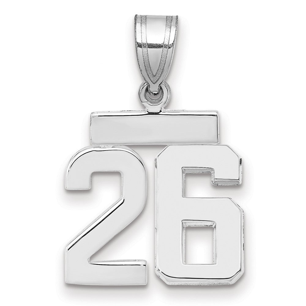 14k White Goldw Small Polished Number 26 Charm