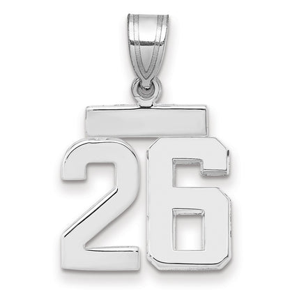 14k White Goldw Small Polished Number 26 Charm
