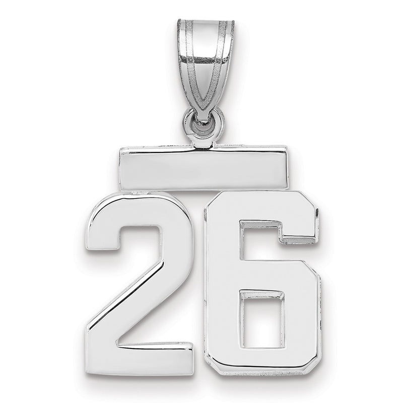 14k White Goldw Small Polished Number 26 Charm